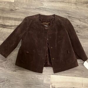 Live a Little Vintage Women’s Dark Brown Suede Button leather Jacket